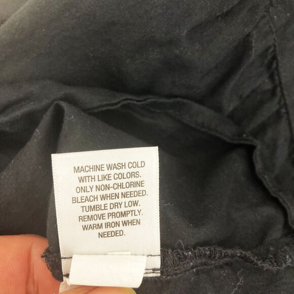 Converse One Star Top Size L Black Button Front Ruffle Sleeveless Cotton Blouse - Picture 13 of 16